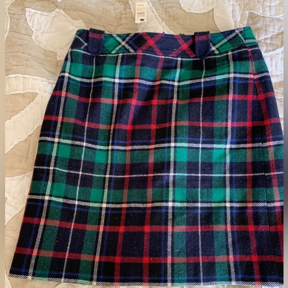 Talbots NWT Size 4 Tartan Skirt Plaid Wool Blend Holiday Green 32” X 20” Long